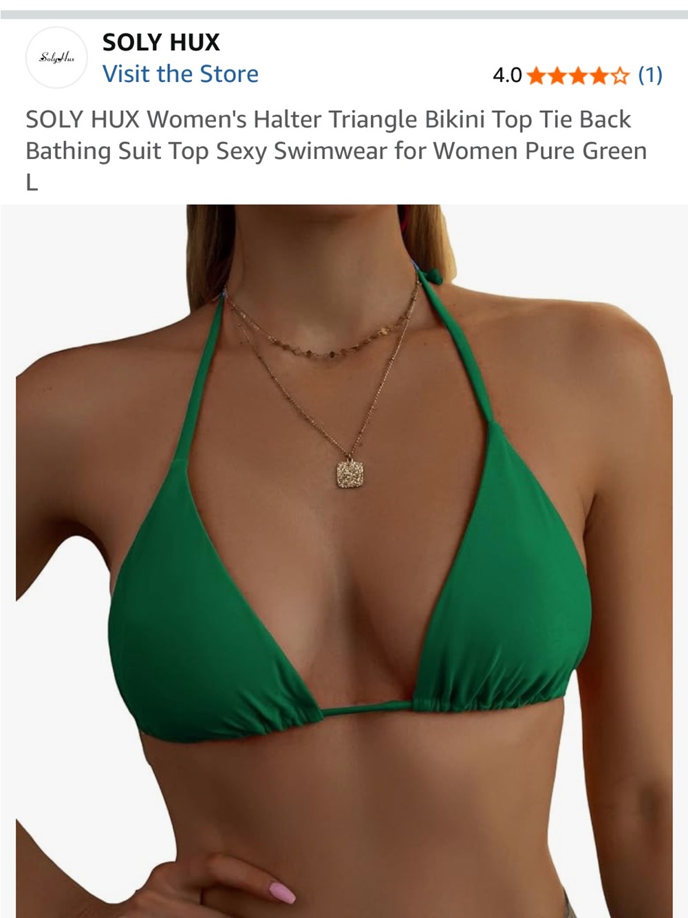 SOLY HUX Green Halter Triangle Bikini Top